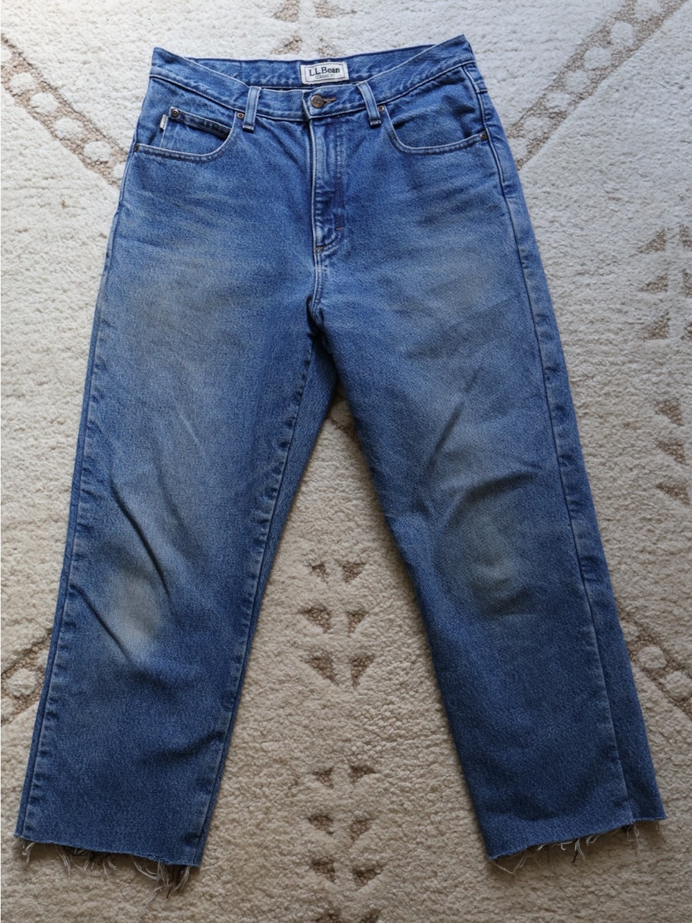 Vintage L.L. Bean Flannel Lined Classic Straight Fit Jeans in Medium Blue